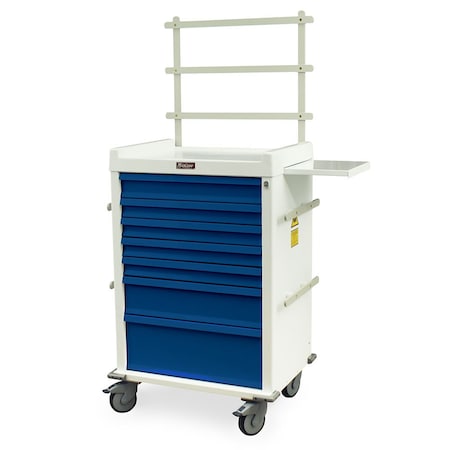 Harloff Aluminum MRI Safe Anesthesia Cart with Accessory Package, Seven Drawers, Key Lock MR7K-MAN